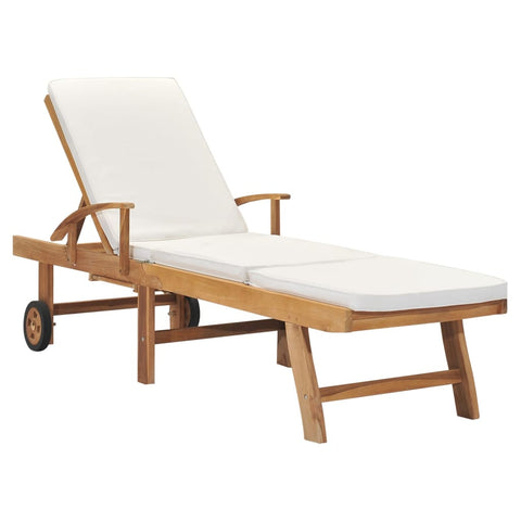 Loungers Sun Lounger With Cushion Solid Teak Wood