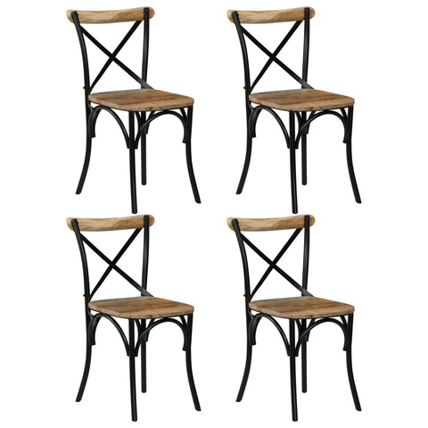 Chairs Cross 4 Pcs Black Solid Mango Wood