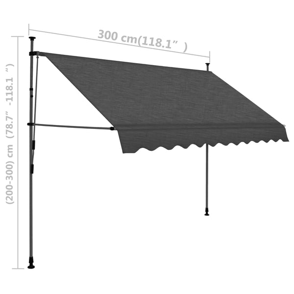 Awning & Canopy Parts Manual Retractable Awning With Led 300 Cm Anthracite