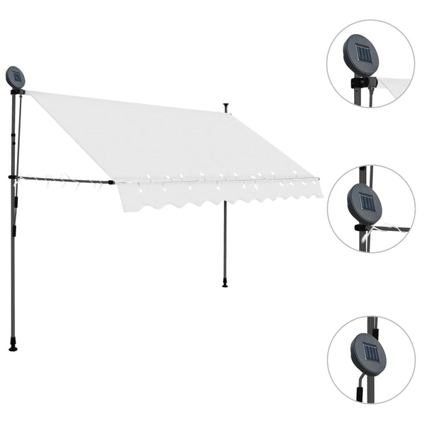 Awning & Canopy Parts Manual Retractable Awning With Led 250 Cm Cream