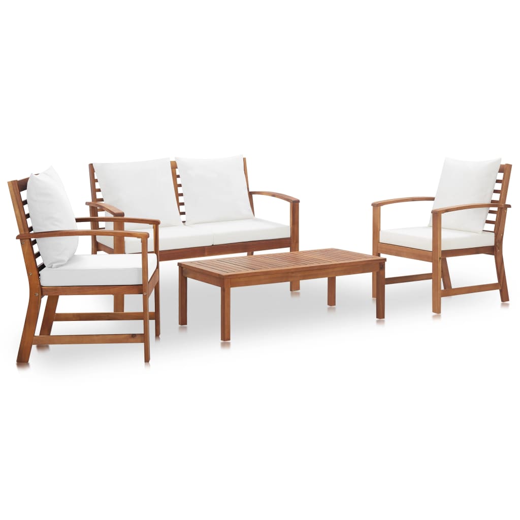 Patio Furniture Sets 4 Piece Garden Lounge Set With Cushions Solid Acacia Wood