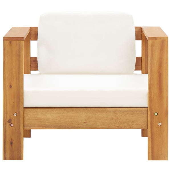 Patio Chairs Garden Chair With Cushion Cream Solid Acacia Wood