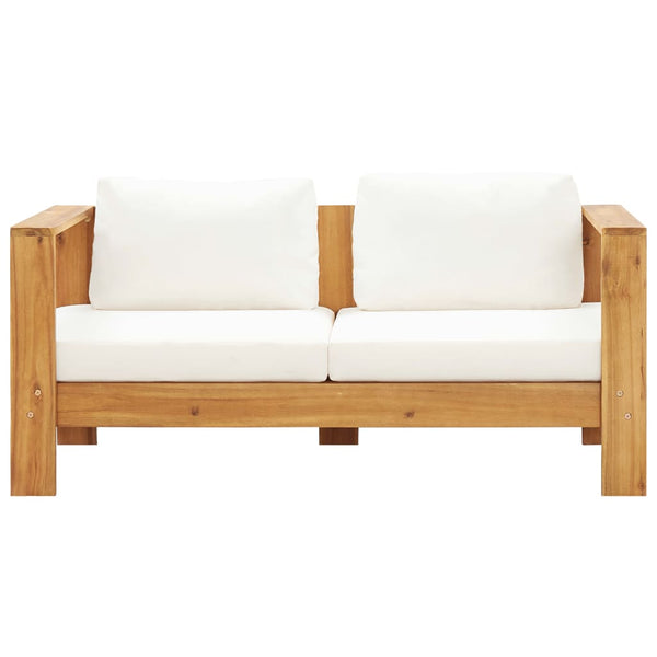 Garden Sofa With Cushion 140 Cm Solid Acacia Wood Cream White