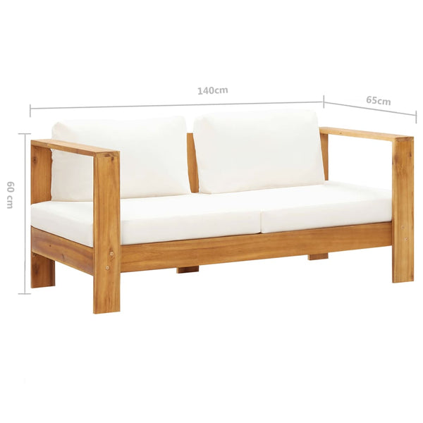 Garden Sofa With Cushion 140 Cm Solid Acacia Wood Cream White