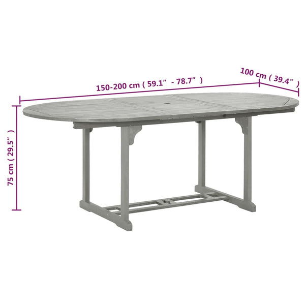 Patio & Garden Tables Garden Table Grey 200X100x75 Cm Solid Acacia Wood