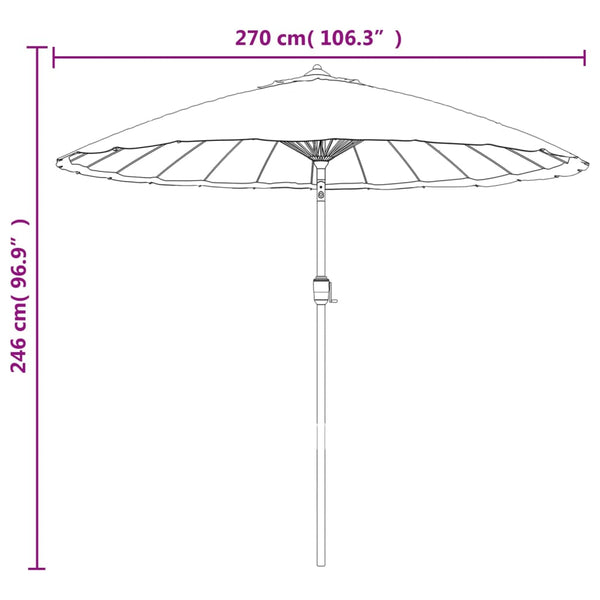 Patio Umbrellas Outdoor Parasol With Aluminium Pole 270 Cm Black