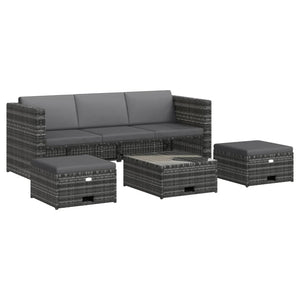 Patio Furniture Sets 4 Piece Garden Lounge Set With Cushions Poly Rattan Grey