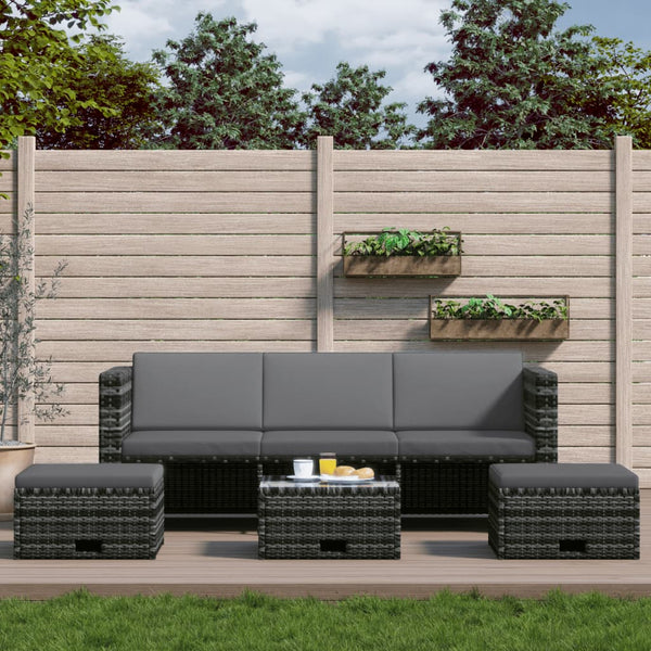 Patio Furniture Sets 4 Piece Garden Lounge Set With Cushions Poly Rattan Grey