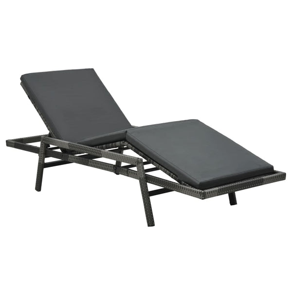 Loungers Sun Lounger With Cushion Poly Rattan Grey