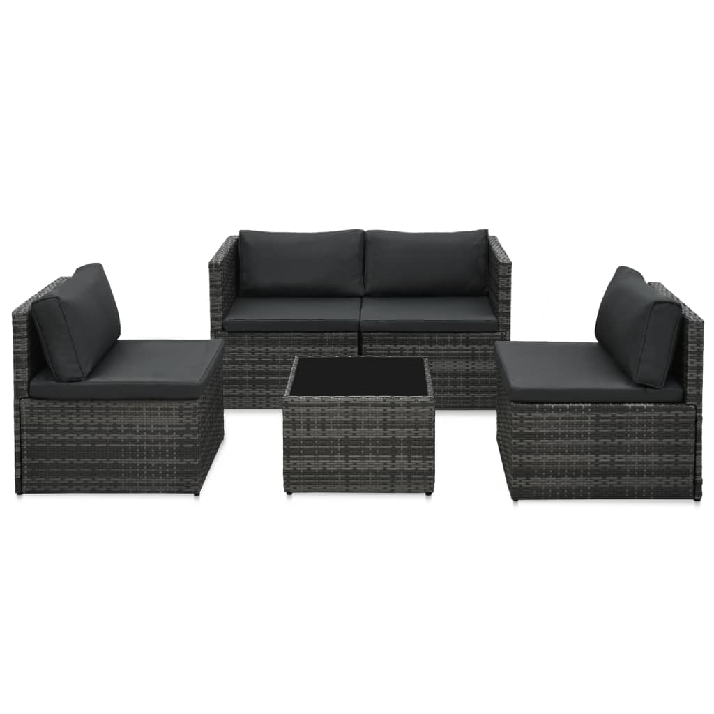 Patio Furniture Sets 5 Piece Garden Lounge Set With Cushions Poly Rattan Grey