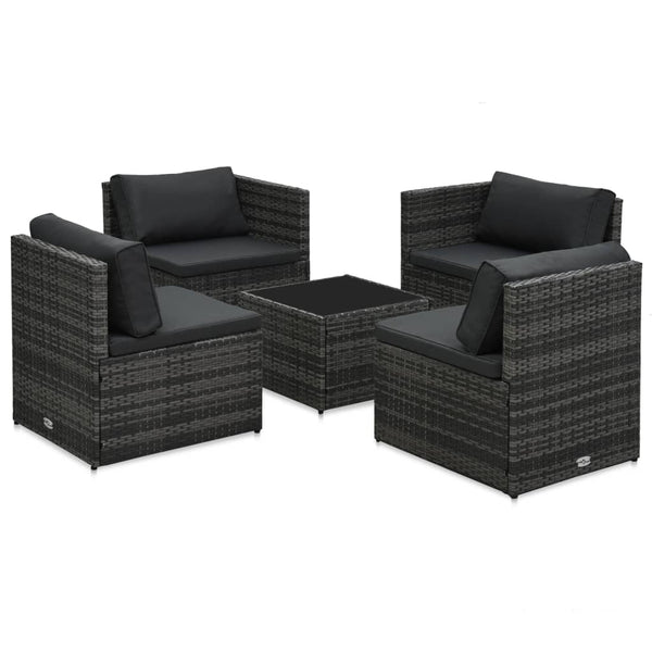 Patio Furniture Sets 5 Piece Garden Lounge Set With Cushions Poly Rattan Grey