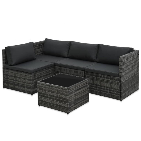 Patio Furniture Sets 5 Piece Garden Lounge Set With Cushions Poly Rattan Grey