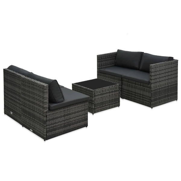 Patio Furniture Sets 5 Piece Garden Lounge Set With Cushions Poly Rattan Grey