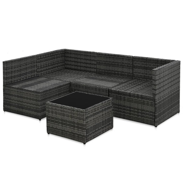 Patio Furniture Sets 5 Piece Garden Lounge Set With Cushions Poly Rattan Grey