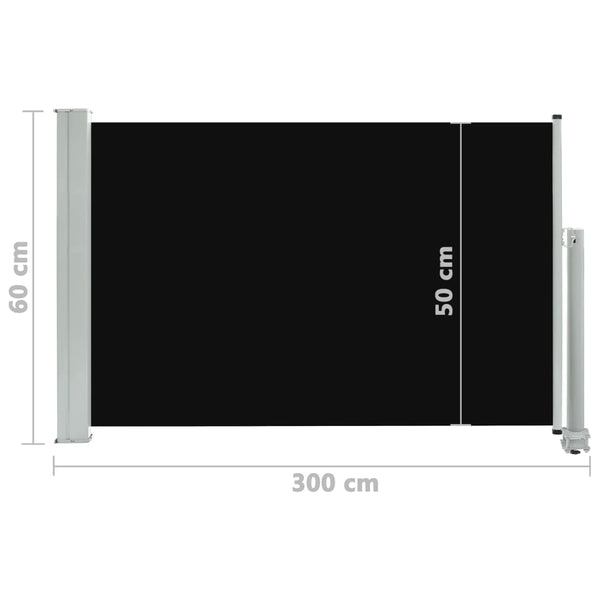 Awning & Canopy Parts Patio Retractable Side Awning 60X300 Cm Black