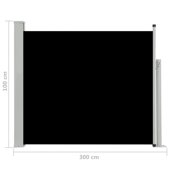 Awning & Canopy Parts Patio Retractable Side Awning 100X300 Cm Black