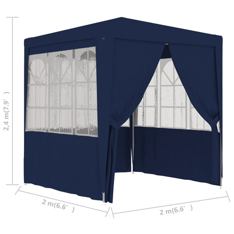Professional Party Tent With Side Walls 2X2 M Blue 90 G/M