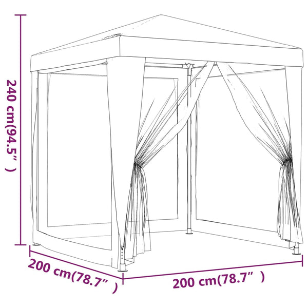 Party Tent With 4 Mesh Sidewalls 2X2 White