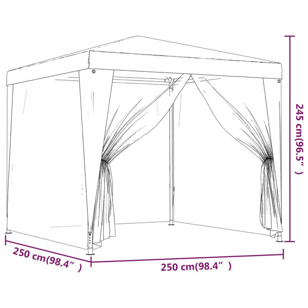 Party Tent With 4 Mesh Sidewalls 2.5X2.5 White