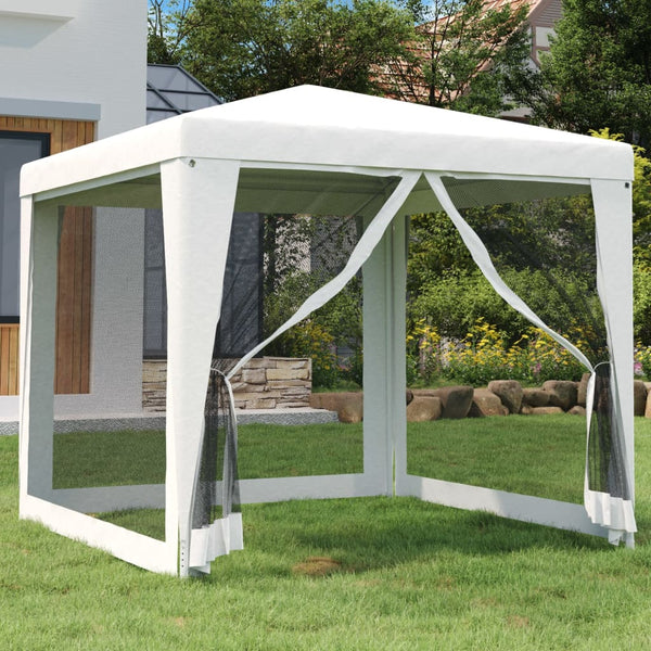 Marquees Party Tent With 4 Mesh Sidewalls 2.5X2.5 White