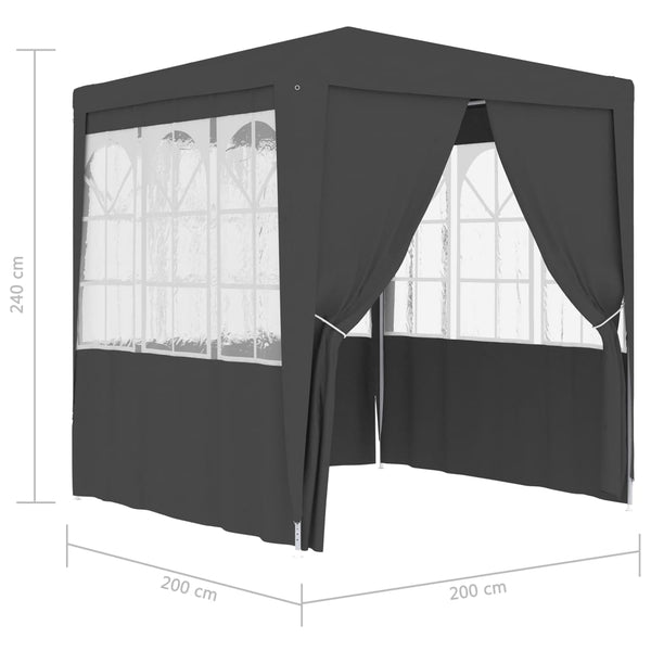 Marquees Professional Party Tent With Side Walls 2X2 M Anthracite 90 G/M