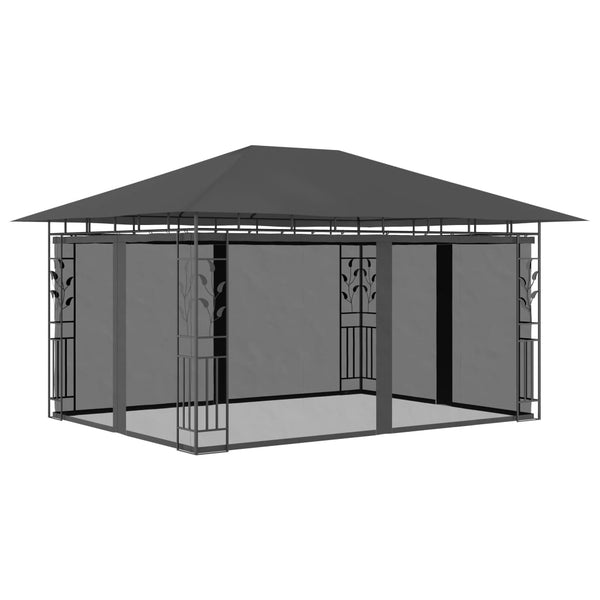 Gazebos & Pergolas Gazebo With Mosquito Net 4X3x2.73 Anthracite 180 G/M