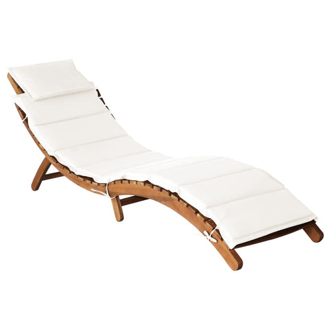 Loungers Sun Lounger With Cushion Solid Acacia Wood