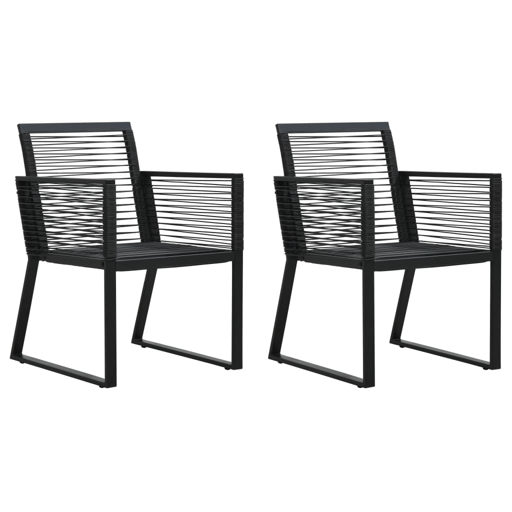 Patio Chairs Garden Chairs 2 Pcs Black Pvc Rattan