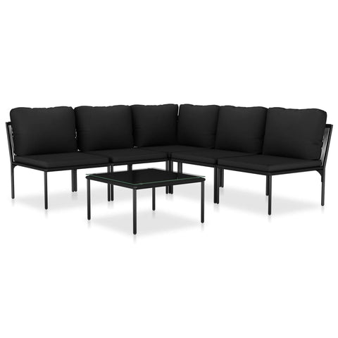 Patio Furniture Sets 6 Piece Garden Lounge Set With Cushions Black Pvc