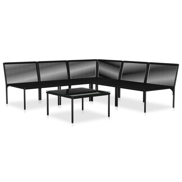 Patio Furniture Sets 6 Piece Garden Lounge Set With Cushions Black Pvc