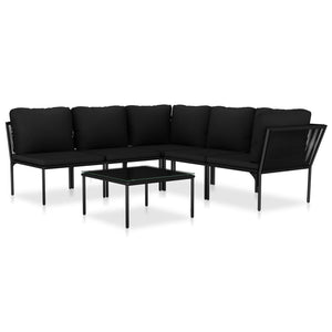 Patio Furniture Sets 6 Piece Garden Lounge Set With Cushions Black Pvc