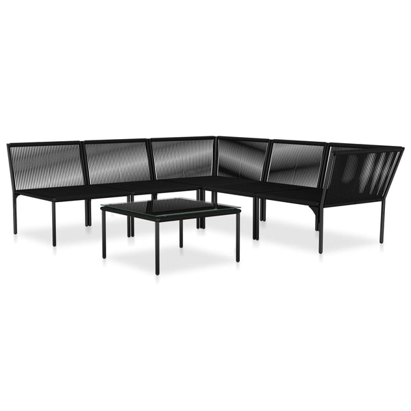 Patio Furniture Sets 6 Piece Garden Lounge Set With Cushions Black Pvc