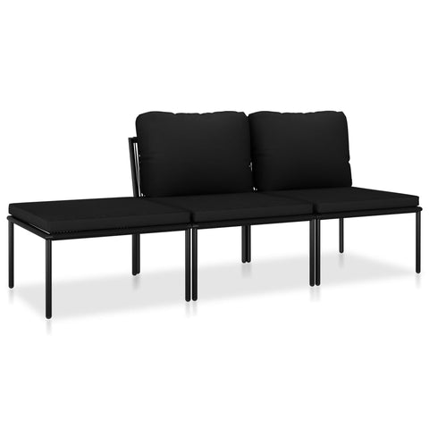 Patio Furniture Sets 3 Piece Garden Lounge Set With Cushions Black Pvc