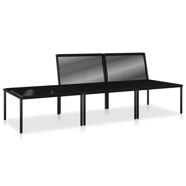 Patio Furniture Sets 3 Piece Garden Lounge Set With Cushions Black Pvc