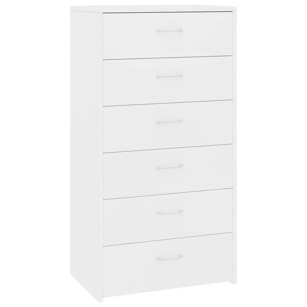 Sideboards & Buffets Sideboard With 6 Drawers White 50X34x96 Cm Engineered Wood