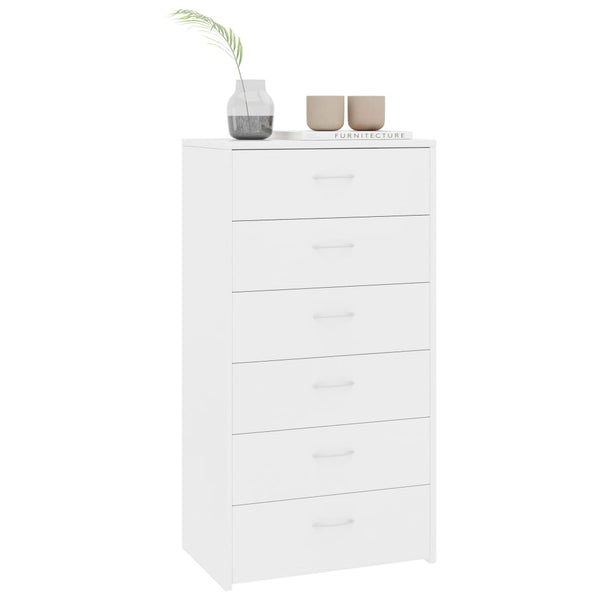 Sideboards & Buffets Sideboard With 6 Drawers White 50X34x96 Cm Engineered Wood