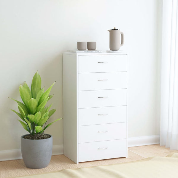 Sideboards & Buffets Sideboard With 6 Drawers White 50X34x96 Cm Engineered Wood