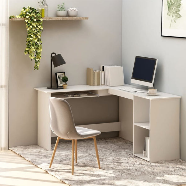 Home Office Desks L Shaped Corner Desk White 120X140x75 Cm Engineered Wood