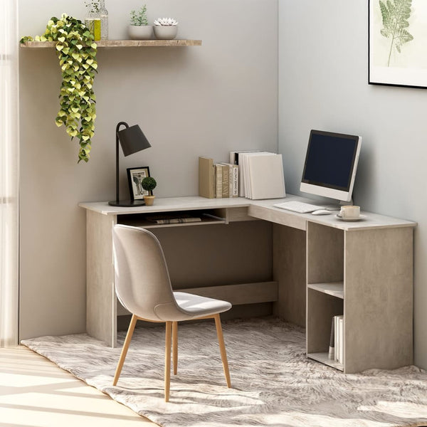 Home Office Desks L Shaped Corner Desk Concrete Grey 120X140x75 Cm Engineered Wood