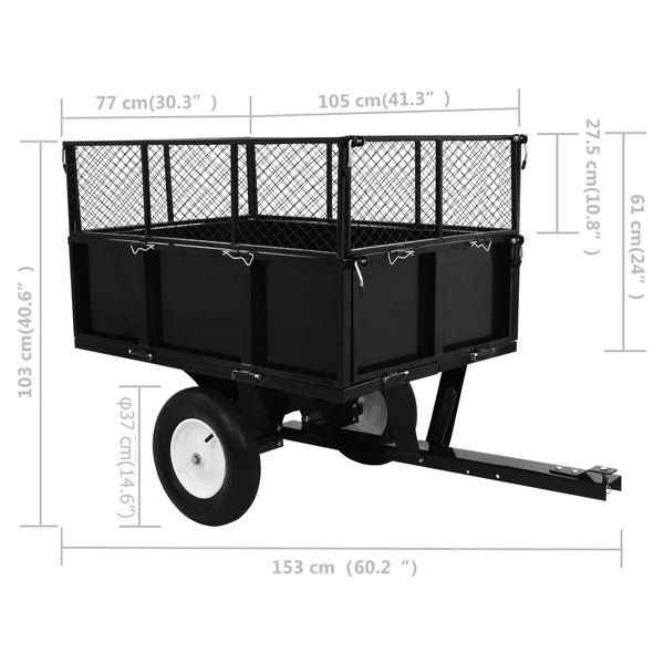 Wheelbarrows Carts Wagons Tipping Trailer For Lawn Mower 300 Kg Load