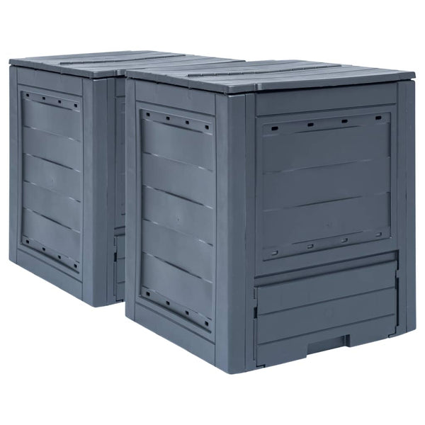 Garden Compost Bins Garden Composters 2 Pcs Grey 60X60x73 Cm 520 L