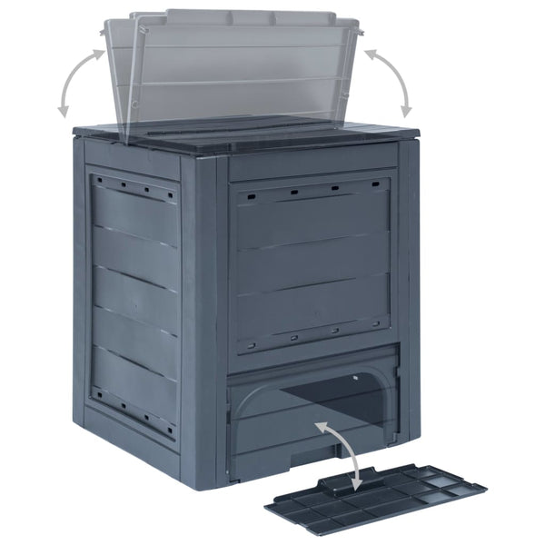 Garden Compost Bins Garden Composters 2 Pcs Grey 60X60x73 Cm 520 L