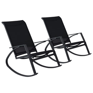 Patio Chairs Garden Rocking Chairs 2 Pcs Textilene Black