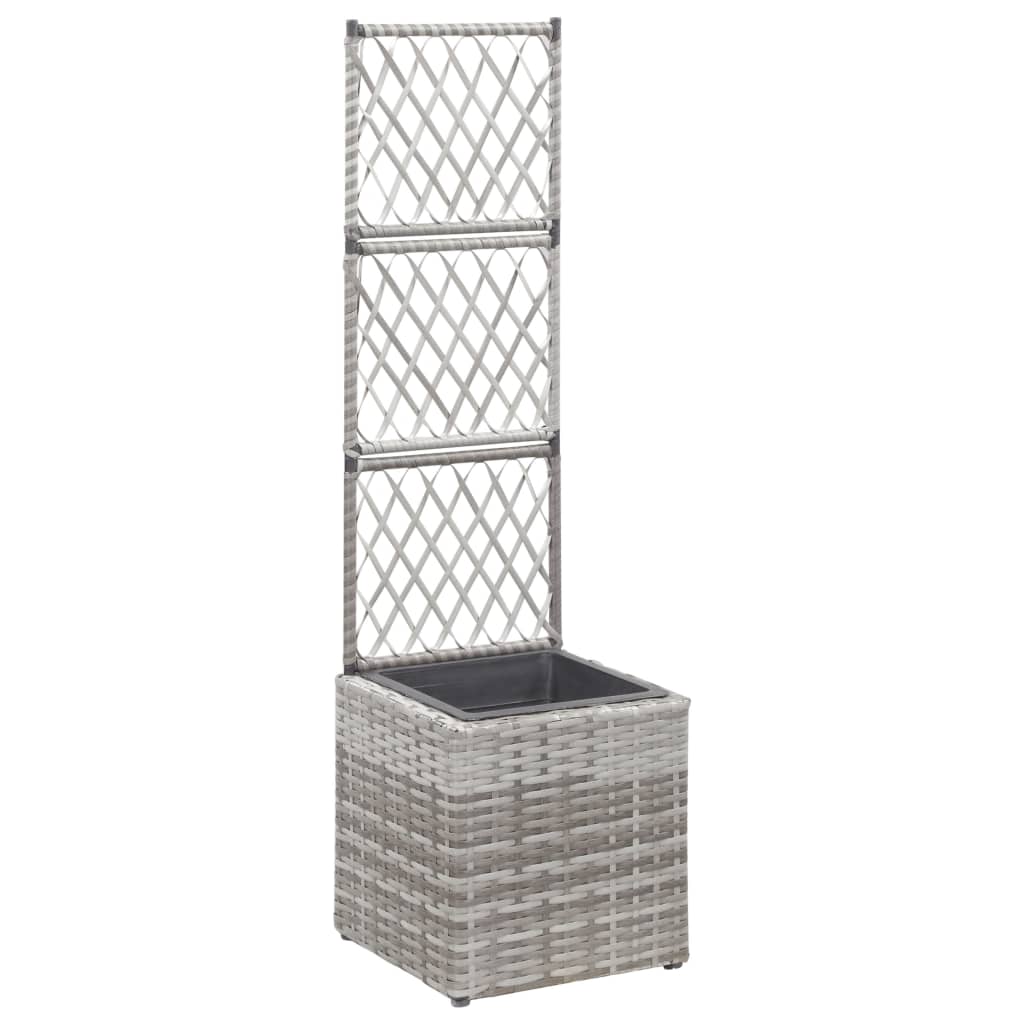 Raised Garden Beds Trellis Raised Bed With 1 Pot 30X30x107 Cm Poly Rattan Grey