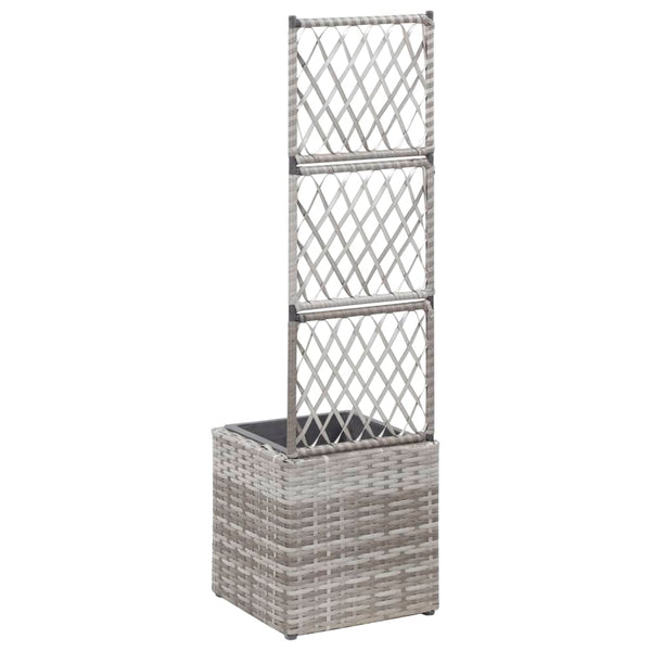 Trellis Raised Bed With 1 Pot 30X30x107 Cm Poly Rattan Grey