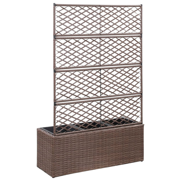 Raised Garden Beds Trellis Raised Bed With 3 Pots 83X30x130 Cm Poly Rattan Brown