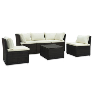 Patio Furniture Sets 4 Piece Garden Lounge Set With Cushions Poly Rattan Brown