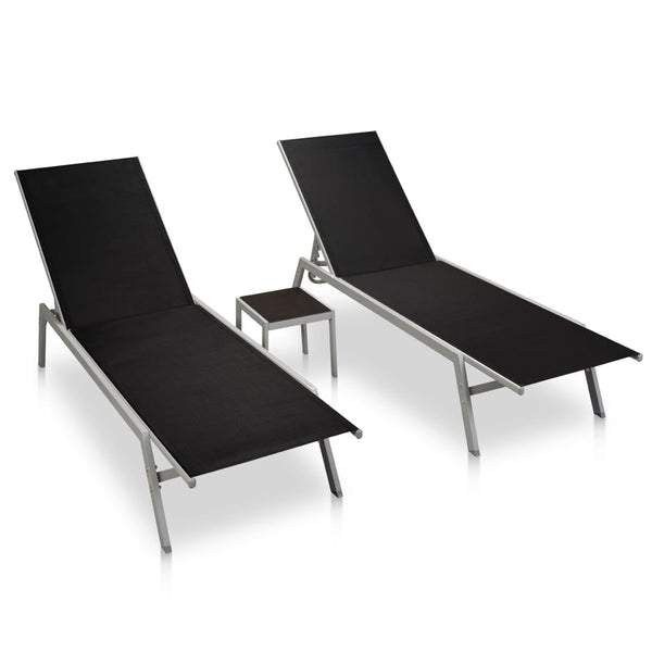 Loungers Sun 2 Pcs With Table Steel And Textilene Black