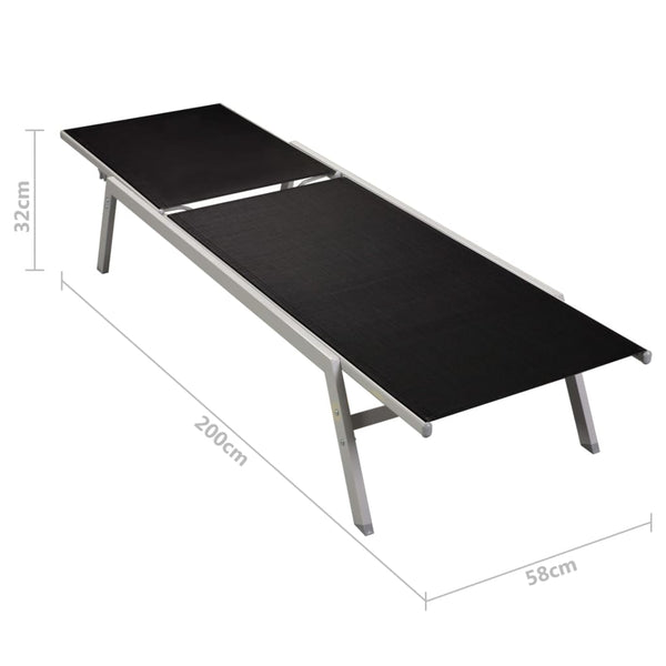 Loungers Sun 2 Pcs With Table Steel And Textilene Black