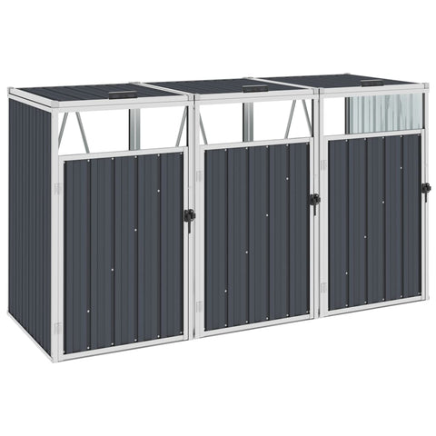 Triple Garbage Bin Shed 213X81x121 Cm Steel